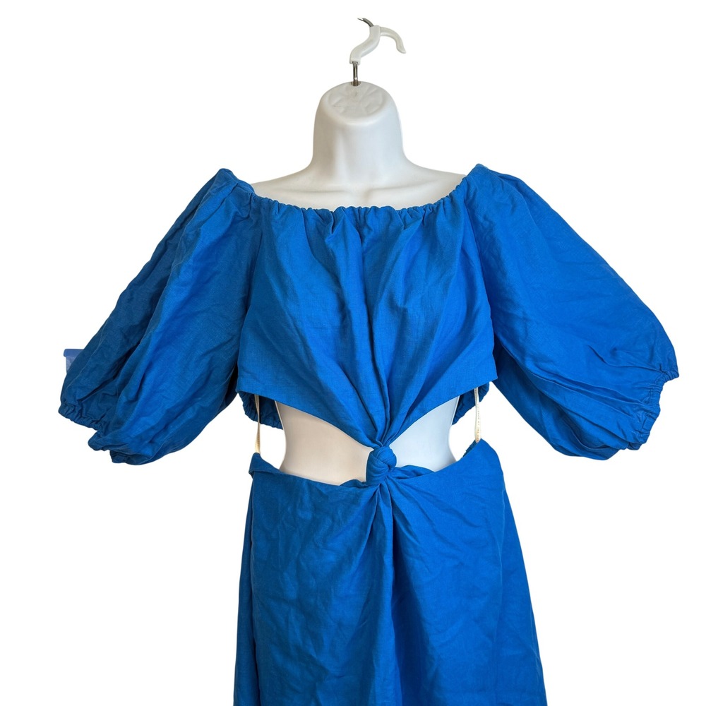 FARM Rio Blue Midi Knot Dress  Blue Midi Knot Dress Size L - Picture 4 of 12